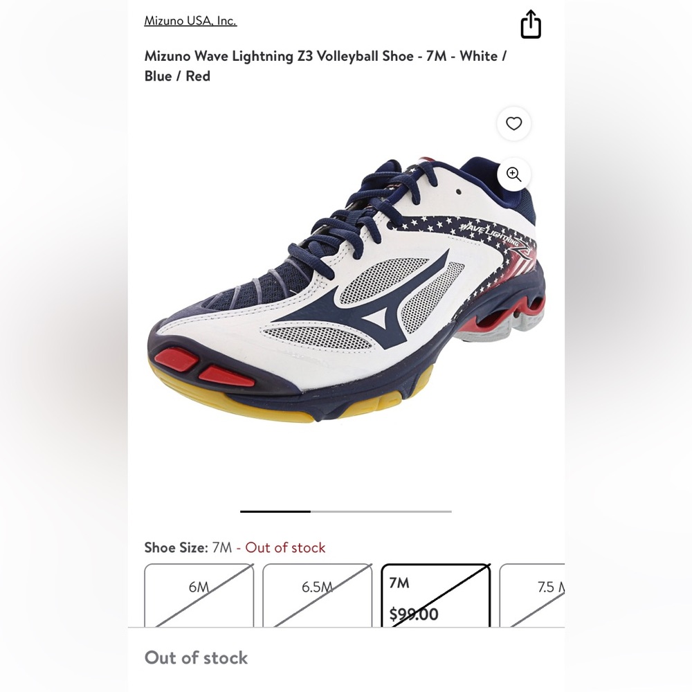 Mizuno Wave Lightning Z3 Volleyball Shoes- Red/white/blue